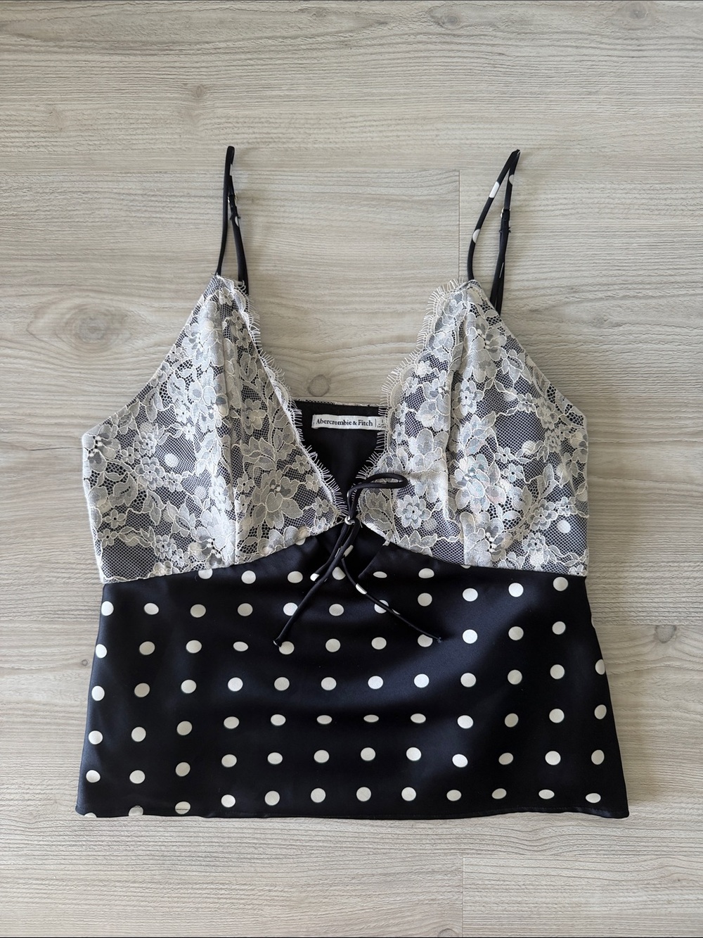 Abercrombie & Fitch Black and White Lace Polka Dot Cami